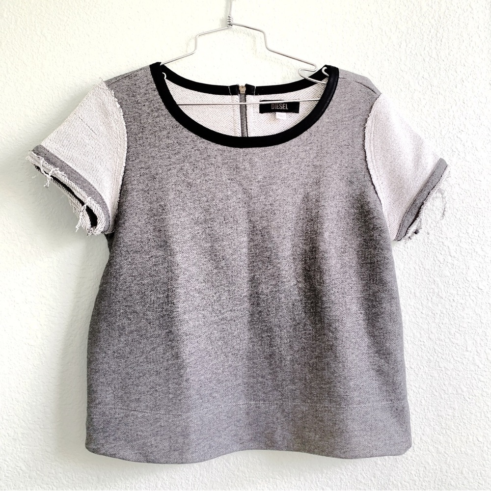 DIESEL shirt sweater short sleeve top Medium mixed multicolors industrial grey